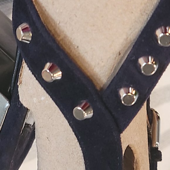 Prada Blue Suede Studded Sandals - Picture 9 of 16